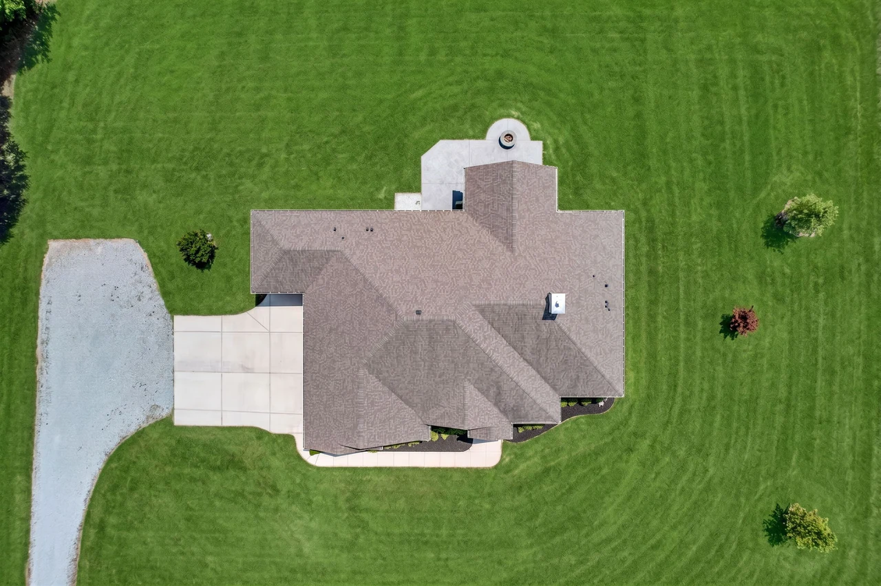 Overhead aerial view of the Pentecost property and its setting