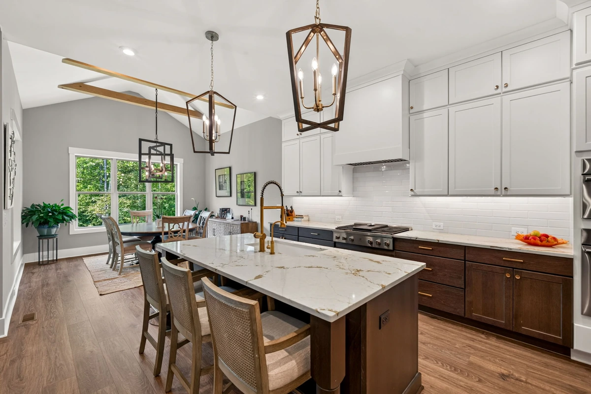 Clayton kitchen with a central island and contrasting cabinetry